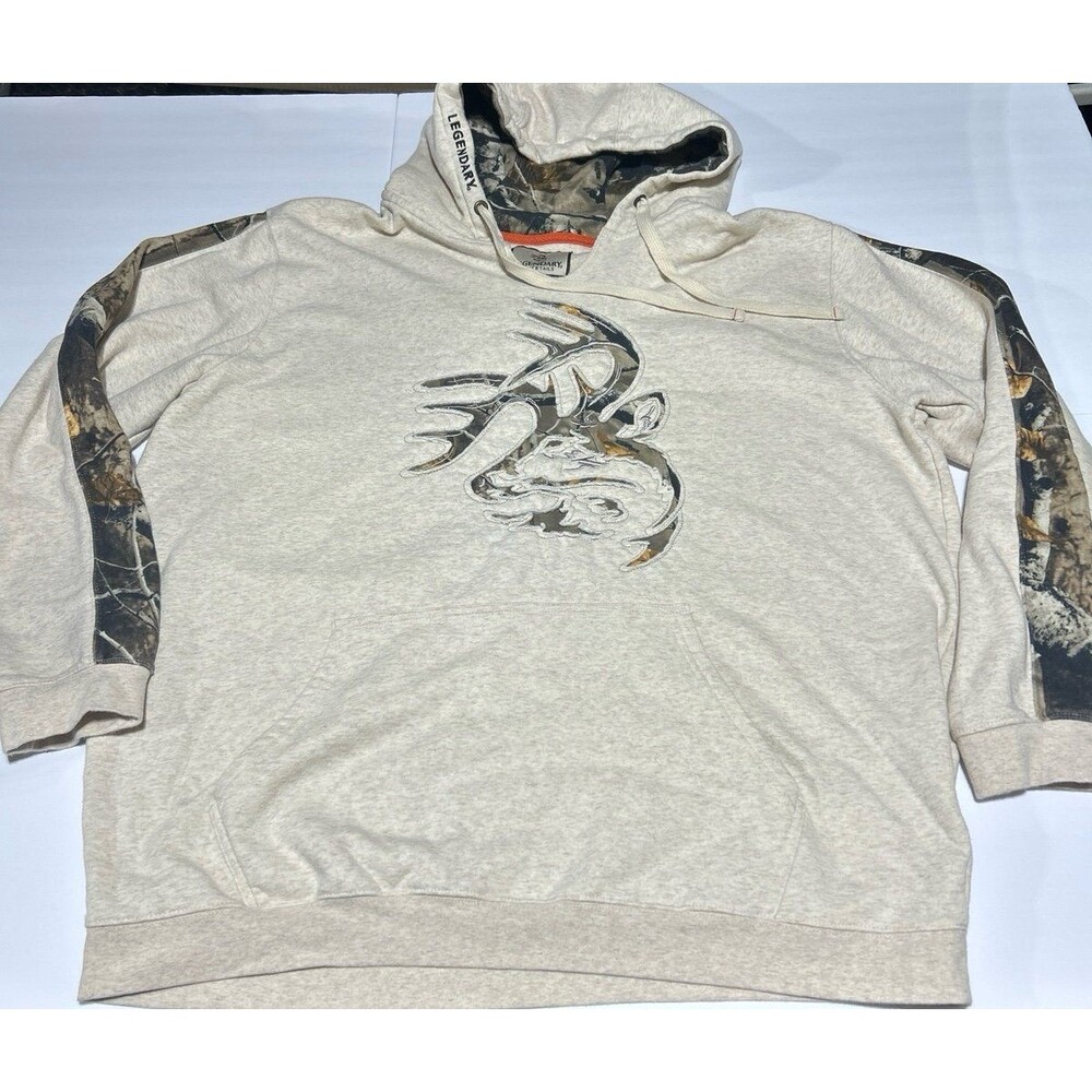 Legendary Whitetails Men's 2XT Oatmeal Heather Camo Accents Graphic Hoodie
